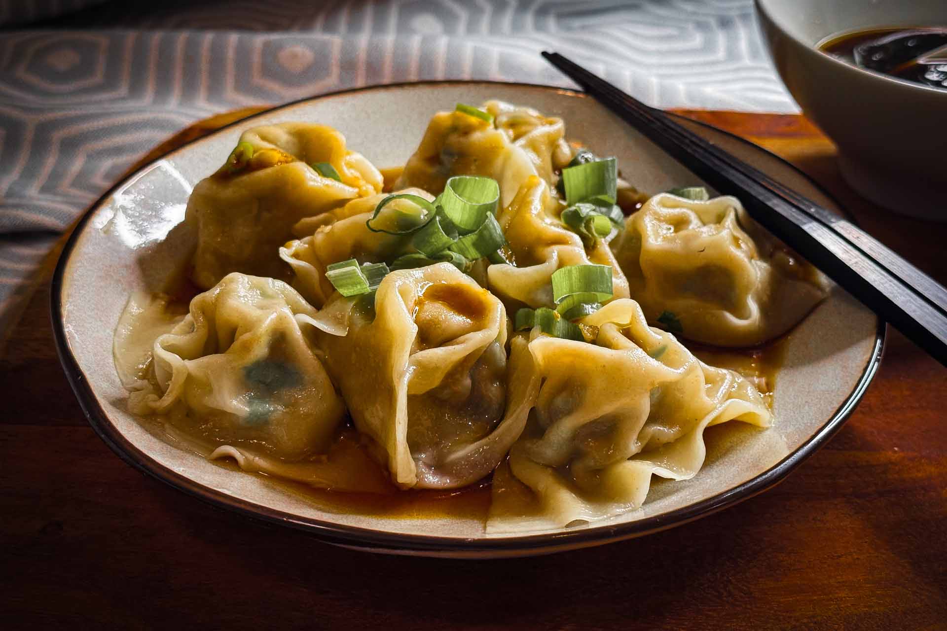 Nordchinesische Dumplings, Teigtaschen gefüllt mit Fleisch und Szechuanpfeffer